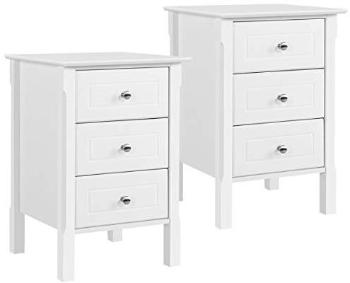 Yaheetech 2er Set Nachtschrank mit 3 Schubladen,40x40x60cm,Weiß | Boxspringbett, Nachtkommode,Nachttisch,Sofatisch aus MDF, Beistelltisch für Schlafzimmer/Wohnzimmer