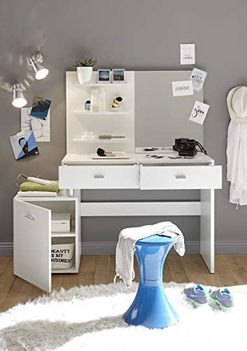 moebel-dich-auf Schminktisch Schminkkommode Shadow 7 mit Spiegel in weiß 132 cm breit