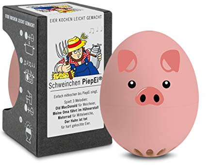 Schweinchen PiepEi - Singende Eieruhr zum Mitkochen - Eierkocher für 3 Härtegrade - Eieruhr Schwein - Lustiges Kochei - Musik Eggtimer - Brainstream