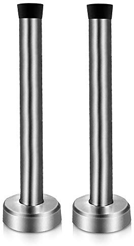 Fermaporta lungo 12,7 cm, montaggio a parete, fermaporta in acciaio inox nichel spazzolato con punta in gomma antirumore, argento, confezione da 2