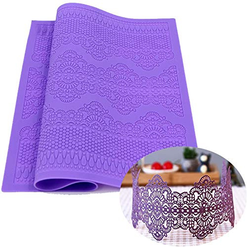 Telismei Silikon Spitze Kuchenform, Kuchen Spitze Matte Silikon, Fondant Matte für Tortendeko Spitze Sugar kuchenform,Prägematte Strukturmatte, Spitzemuster, Kuchen Spitzenmatte Präge Kuchenform