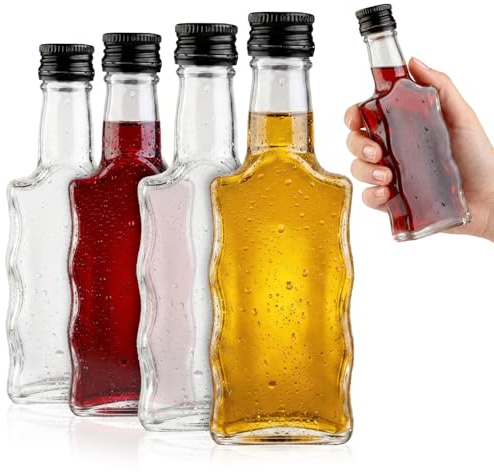 SUPERBUTELKI.PL – Set mit 10 Flaschen 200 ml, Wellenförmige Glasflaschen zum Befüllen, Elegantes Design, Hochwertiges Glas 10 Stück