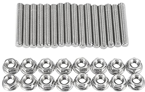 X AUTOHAUX 16pcs Stainless Steel Exhaust Manifold Bolt Stud Hardware for Car