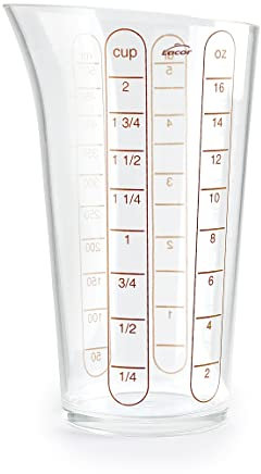 LACOR - 67075 - Vaso Medidor Básico, Recipiente con Medidas, Medidor de Líquidos, Plástico de Máxima Calidad, Libre de BPA, 8.5 cm, 0.5 L