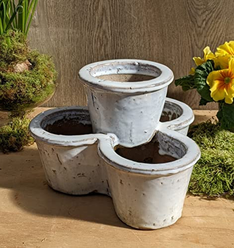 B-Ware ! Schöner Kräutertopf rustikal aus Steinzeug ca. 26x26 cm, Blumentopf Blumenkübel Garten Terracotta Deko Kräuterspirale Mediterran