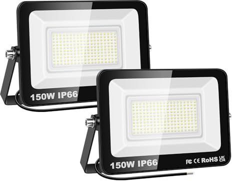 SKYWORLD 2 Pcs Led Strahler Außen, 150W 15000LM Außenstrahler | Wasserdicht Led Fluter 6000K Kaltweiß Scheinwerfer Flutlicht Aussenleuchte für Garten Garage Hof Flur Hinterhof Terrasse