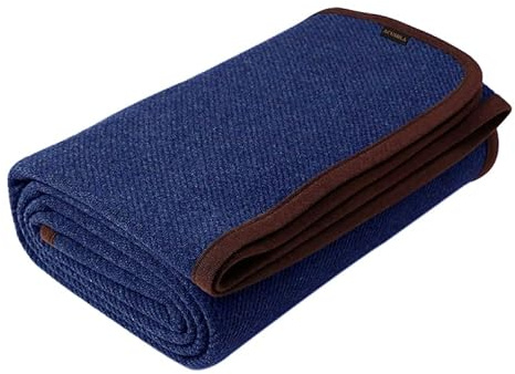ACUSHLA Manta de lana de merino cálida de 160 x 200 cm (lana), militar (azul marino)