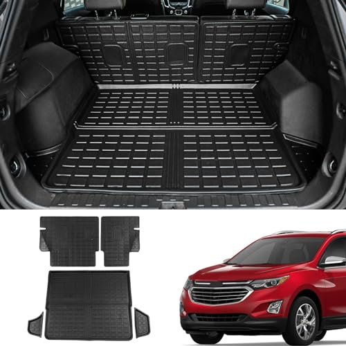 Bomely Cargo Mat Compatible with 2018-2024 Chevrolet Equinox & GMC Terrain Trunk Mat TPE All Weather Back Seat Cover Protector (Backrest Mats+Rear Trunk Mat)