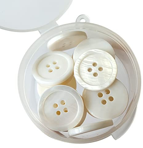 Muschelknöpfe aus echtem Perlmutt, 4 Löcher, 20 mm, Weiß mit natürlichem Schimmer, Mop-Knöpfe für Hemden, Kleider und Mäntel, 20 Stück