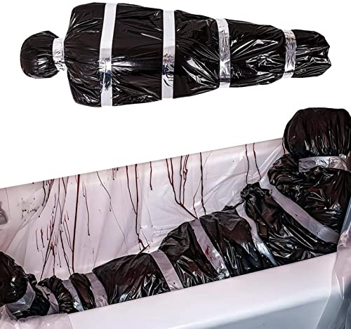 2 Pcs Deco Halloween Horreur Décoration Cadavre 150cm,Décorations D'extérieur D'Halloween Cadavre Dans Un Sac,Faux Cadavre Effrayant Dans Un Sac Pour Halloween Party Haunted House Extérieur Intérieur