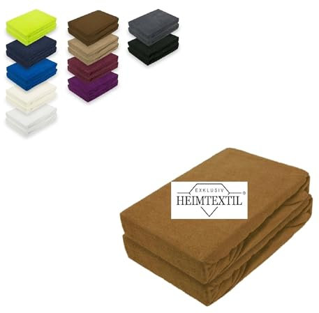 EXKLUSIV HEIMTEXTIL Doppelpack Marke Frottee Spannbettlaken Nougat 200 x 220 cm