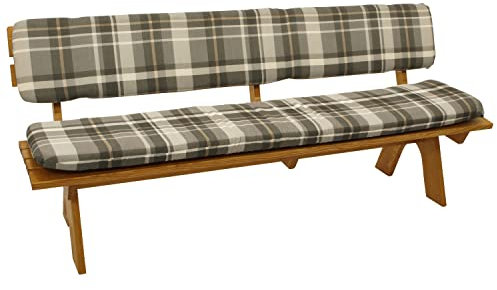 DEGAMO Polsterauflage Bankauflage Set Seattle 2-teilig für Bank 4-sitzer 195cm, Separates Rückenpolster, grau/beige kariert, Outdoor