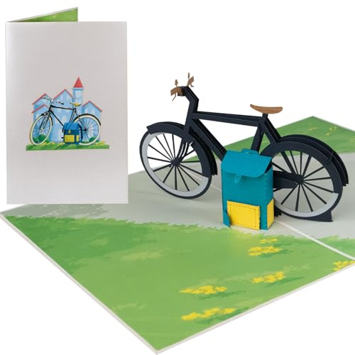 Sweetpopup® Pop Up Karte Fahrrad – 3D Glückwunschkarte für Männer und Fahrradfahrer – Perfekt für Geburtstag, Urlaub oder als Gutschein-Verpackung für eine Fahrradtour/Herrenrad 067