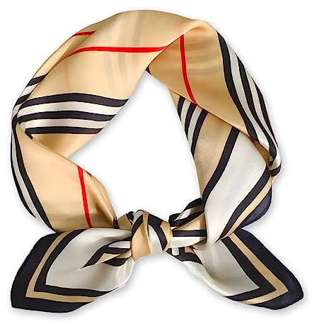 Ciormis 100% Mulberry Silk Scarf Fashion 21''x 21 Silk Small Square Hairband Neckerchief Head Scarf for Women (Style 1)