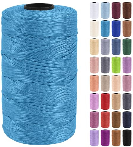Uiopa Makramee Garn 3mm x 200m Polypropylen Flache Macrame Cord Makramee Band Makramee Schnur Farbig für Häkeln, Stricken, Dekoration, DIY Handwerk