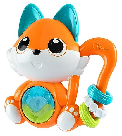 Chicco Sonaglio Musicale A Forma di Volpe, Trillino Elettronico, Suoni e attività Manuali, Orecchie in Plastica Morbida per La Dentizione, Sviluppo Abilità Manuali e Visive, Giochi Bambini 6-36 Mesi