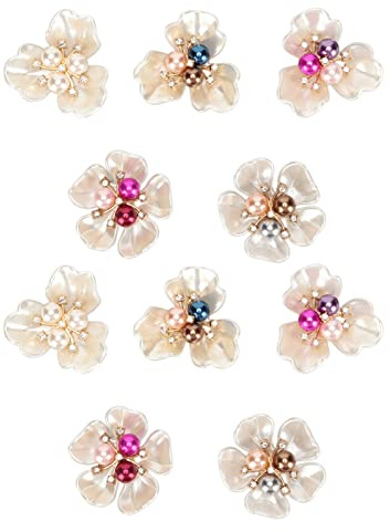20 Stück Perlen Strass Knöpfe, Kunstperlen Schneeflocken Strass Knöpfe, Blumenstrauß Verzierungen KnöpfeStrass Dekoration Für Die Herstellung von Schmuck, Hochzeit, Party, Heimdekoration, DIY Handwerk
