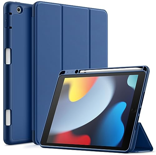 JETech Hülle für iPad 9./8./7. Gen 10,2, Navy | Für iPad 10,2 (2021/2020/2019), Weiches TPU, Pencil Holder, Dreifach-Ständer, Auto Schlafen/Wachen, Stoßfestes Leichtdesign