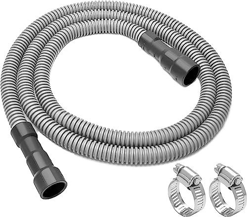 MyLifeUNIT Universal Dishwasher Drain Hose, 10 Ft Dishwasher Discharge Hose Extension, Corrugated and Flexible Dishwasher Hose Drain Replacement with 2 Clamps, Fits 11/16,1 and 1-1/8