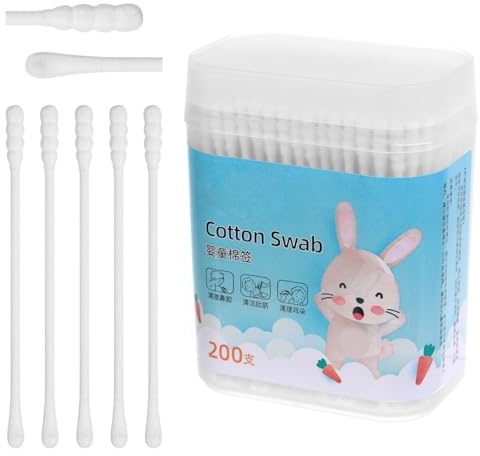CIMAXIC Baby-Wattestäbchen 2 Boxen Mit 400 Stück Runde Spiralspitze Für Sanfte Reinigung Von Ohren Nase Augen Fingern Und Zehen Für Babypflege Und Unterwegs