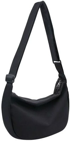 YAMEIZE Crossbody Bag Damen Umhängetasche Hobos Schulter Halbmond Taschen Umhängetasche Knödeltasche mit verstellbarem Schultergurt Schwarz