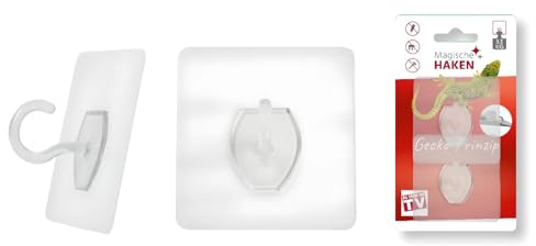 Magische Haken - Die ultimativen Haken! Transparent, selbsthaftend, extra stark & wiederverwendbar. Perfekt für Wandmontage im Innen- & Außenbereich.