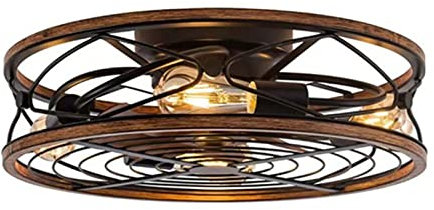 ZERAPH Ceiling Fans with Lights and Remote Universal Remote Control Ceiling Fan Silent Vintage Lamp E27 Bedroom Ceiling Lights Ceiling Fans for Small Rooms with Low Ceilings, Black
