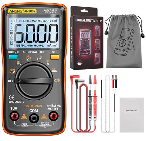 SATMW AN8002 multimètre numérique 6000 Points multimètre multimètre numérique Professionnel testeur de condensateur de Transistor-avec Orange