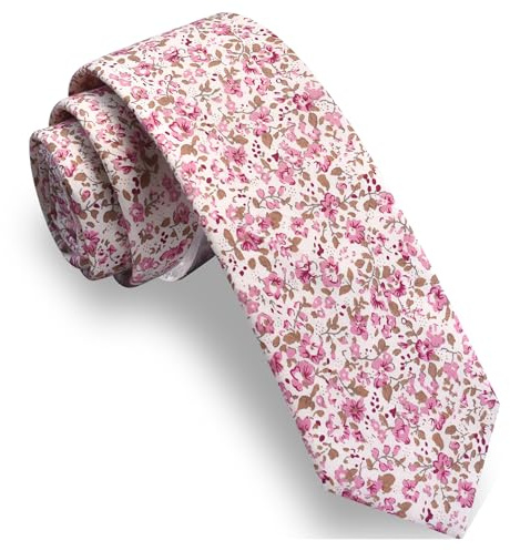 Gusleson Fashion 2.4（6cm） Floral Skinny Tie for Men Slim Flower Print Cotton Necktie for Wedding Party