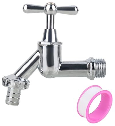 XCDMJ 1/2 Zoll Wasserhahn Garten Messing Kugelhahn Aussen Frostsicher Auslaufhahn mit 1 Schlauchanschlüsse Mit 1x Rollendichtband,Wasserhahn Aussen Für Garten ,Aus Messing Rost