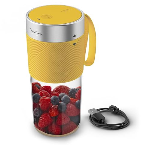 Moulinex Lightmix Blender portable, 300ml, Puissant, Rechargeable, Jaune Nest LM1C0210