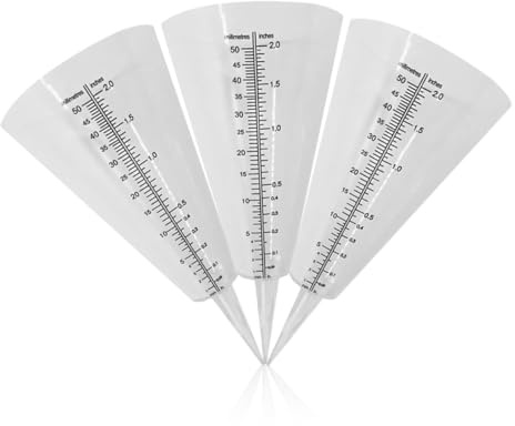 SEWOART Set 3 Misuratori Di Pioggia Conici Trasparenti Per Giardino, Pluviometro Esterno in Plastica Resistente Per Monitoraggio Agricolo e Prato