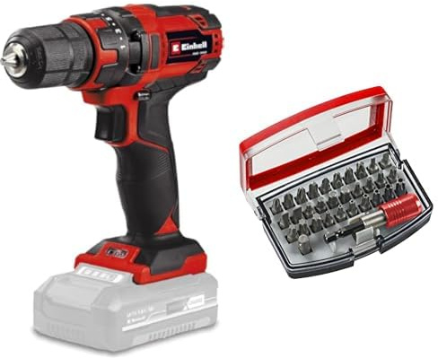 Einhell TC-CD 18/35 Taladro / destornillador inalámbrico Li - Solo Power X-Change (iones de litio, atenuador electrónico, iluminación LED, sin batería ni cargador)+Bit Box 32