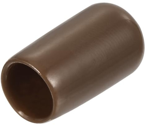 sourcing map 25pcs Rubber End Caps 10mm(3/8) ID Vinyl Round End Cap Cover Screw Thread Protectors Brown