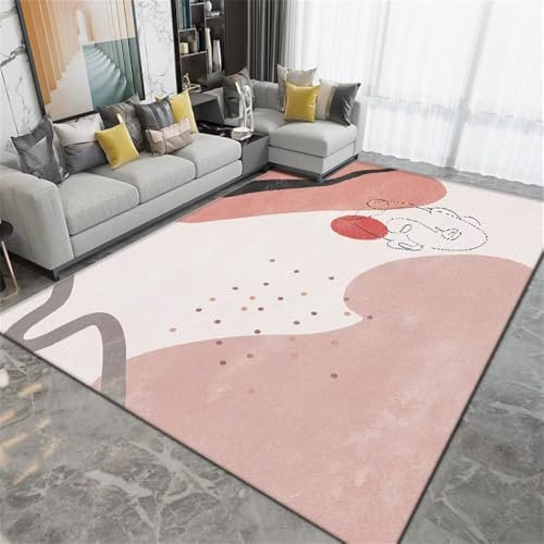 AITROMNI Bettumrandung Teppich Balkon Outdoor Entspannende Matte Schlafzimmer rosa minimalistischen dekorativen Hause Nachttisch Bettläufer 130X190CM