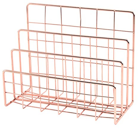 SHOWERORO Metall-Tabletop Organizer Für Büro Und Zuhause Stabiles Handgeschweißtes Dokumenten Briefablage Mit Glatten Kanten Platzsparendes Schreibtisch-Regal Zur Ordner Papieraufbewahrung
