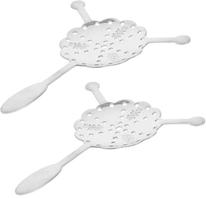 Ciieeo 2pcs Absinthe Spoons Stainless Steel Scoop Ice Strainer Salad Servers Bar Home