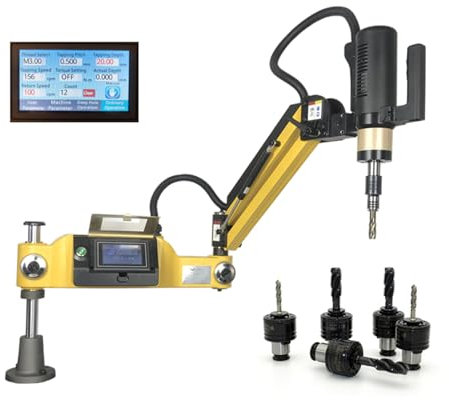 Máquina de roscar eléctrica universal de tipo vertical, herramienta eléctrica de brazo fácil de usar, pantalla táctil con mandriles JIS DIN,Vertical-M3-M12