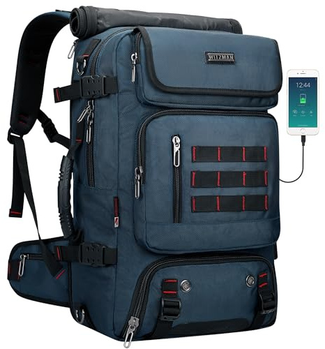 WITZMAN Nylon Reiserucksack Herren mit 16-Zoll-Laptopfach und Schuhfach | Großer Stauraum, Separates Fach und Flexible Nutzung, Ideal für Flugreisen, Urlaub und Geschäftsreisen, B682 Blau
