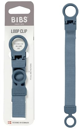 Clip para chupete BIBS Loop: elegante, operación segura con una mano, se adapta a todos los BIBS y a la mayoría de las marcas, lavable a máquina, a partir de 0 años. - Petrol