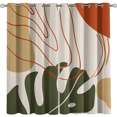 Kinder Gardinen Kinderzimmer Junge Mädchen Blickdicht Weiß Grün Moderne Minimalistische Kunst Abstrakte Geometrie 234X230Cm 2Er Set Verdunkelungsvorhang Thermovorhang Hitzeschutz Vorhänge Wohnzimme