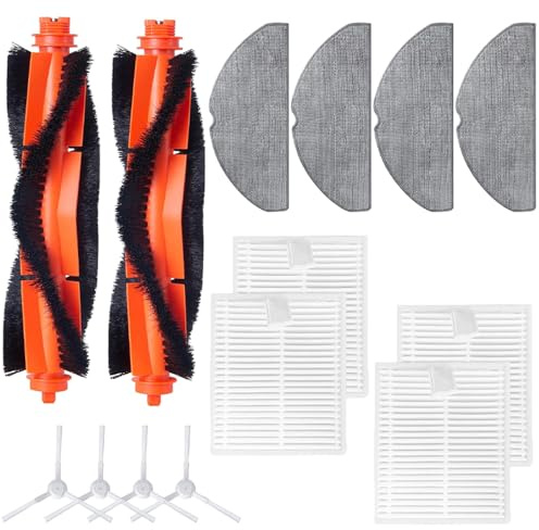 Kit di accessori compatibile con aspirapolvere Xiàomi S20, set di ricambio completo, 14 pezzi di ricambio contiene 2 spazzole principali, 4 spazzole laterali, 4 filtri, 4 panni