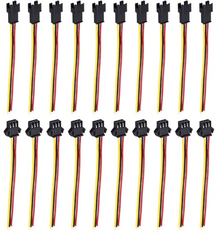 sourcing map Male to Female 3Pin Breadboard Jumper Wire 2.54mm Pitch Ribbon Cable 20cm Long Electronics Breadboard Ribbon Cables for Breadboard Electronic Projects Pack of 10