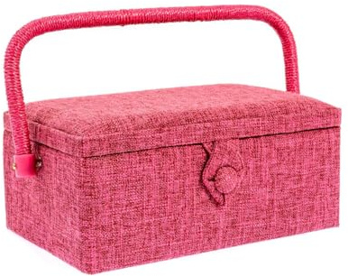 Nähkorb/Nähkästchen mit Stoffbezug pink (Größe S/L 23 x T 15 x H 11 cm)