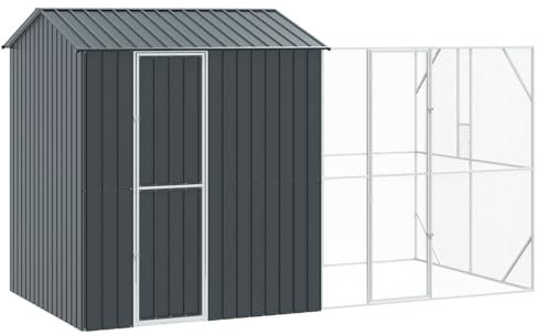 vidaXL Vogelkäfig Anthrazit 418 x 210 x 247 cm Verzinkter Stahl, Moderne Vogelvoliere für draußen, geräumig, Robustes rechteckiges Gehege, wetterfestes Schutzhaus
