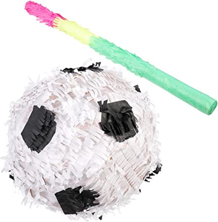 LRXIYODE 2stücke Fußball Piñata Mit Schläger Für Fußballgeburtstagsfeiern Sichere Und Langlebige Deko Für Innen Und Außenaktivitäten Perfektes Sport-thema Für Kinderpartys