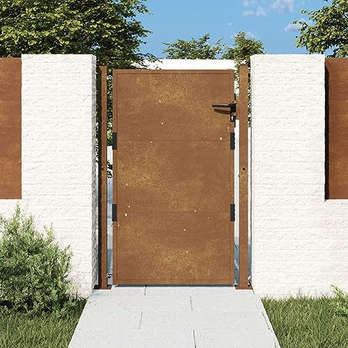 Hoodmeel Cancello Giardino Esterno, Cancelli in Ferro, Cancelletto Giardino, Cancelletto Pedonale, Cancello Giardino 105x155 cm in Acciaio Corten