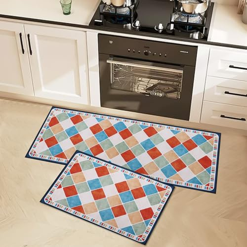 LY4U Kitchen Mat Sets Non slip Washable, Anti Fatigue Kitchen Rugs Runner Set of 2 for Home, Floor Mat, Decoration, Office, Standing Desk
