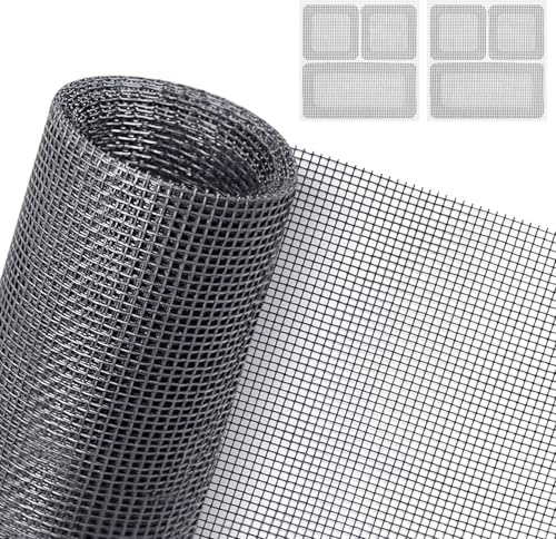 AXFEE Rete Zanzariera Finestra, 120 x 250 cm Rete Zanzariera Fissa Regolabile, Schermo Autoadesivo Senza Fori, con 2 toppe per la riparazione della zanzariera, per Finestra e Porta -Grigio