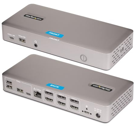 StarTech USB4 Driverless Triple 4K 60Hz Dock, HDMI, DP, 100W, 2.5GbE, Mount | USB-C dock, Triple monitors, Zero-touch Windows and ChromeOS, Not macOS, Native GPU, Wake-on-LAN, Lock slot